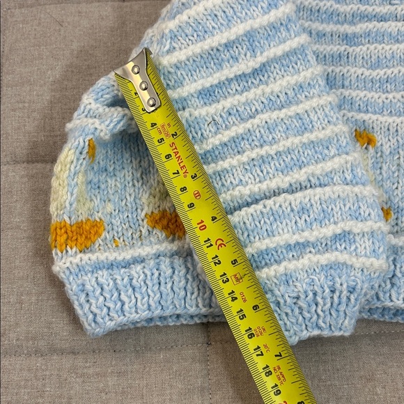 Sweater.  Hand made. Vintage. Blue and White Striped Baby Sailboat Design - Picture 4 of 4